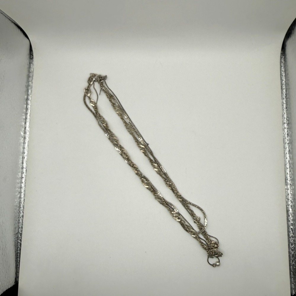 Vintage Layered Multi Strand Silver Tone Faux Pearl Necklace Lot of 3 Avon - Picture 9 of 11